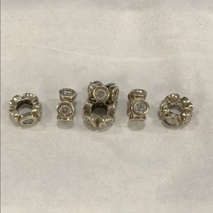 Pandora charm with Clear CZ 6 CHARMS TOTAL